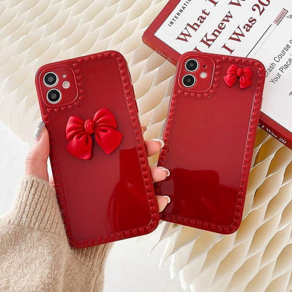 Cute Phone Cases For iPhone 12 11 Pro Max X XR XS Max 6 6s 7 8 Plus SE Red Bow - Touchy Style .