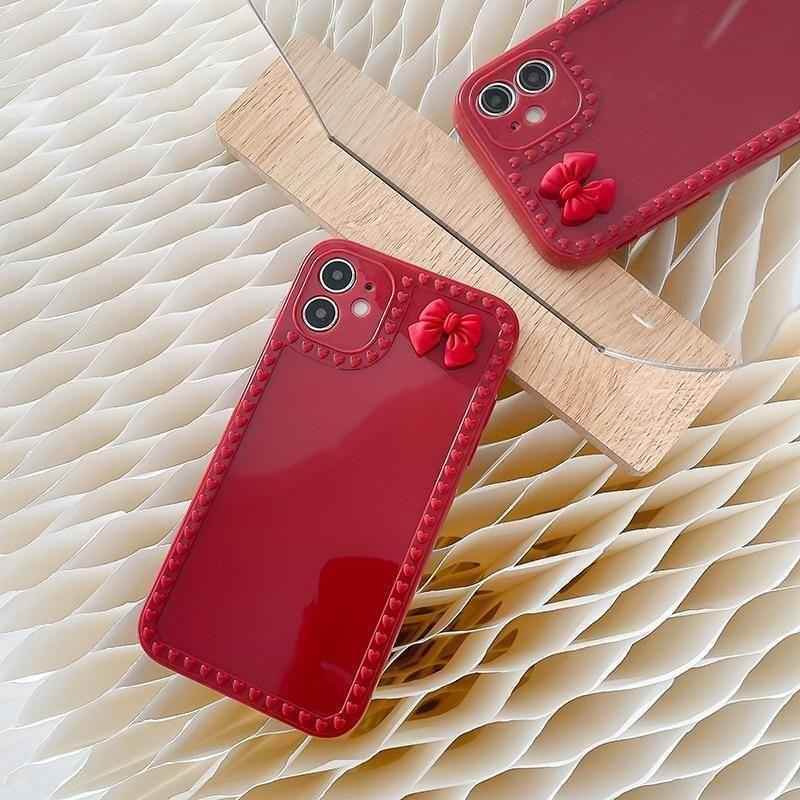 Cute Phone Cases For iPhone 12 11 Pro Max X XR XS Max 6 6s 7 8 Plus SE Red Bow - Touchy Style