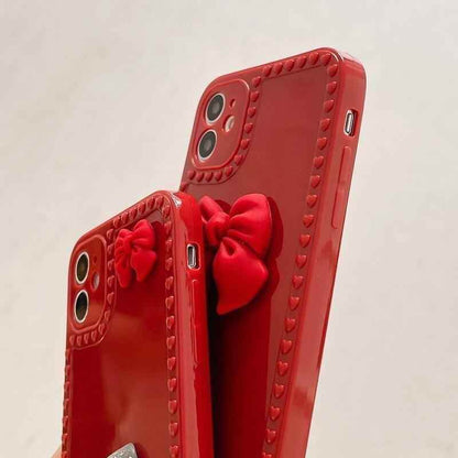 Cute Phone Cases For iPhone 12 11 Pro Max X XR XS Max 6 6s 7 8 Plus SE Red Bow - Touchy Style .