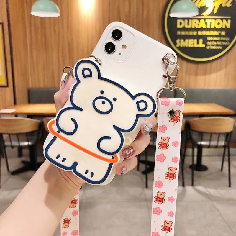 Cute Phone Cases For iPhone 12 12 Pro Max 6Plus 6s 7 8 Plus X XR XS MAX/11 Pro Max SE Carton 3D Funny Bear - Touchy Style .