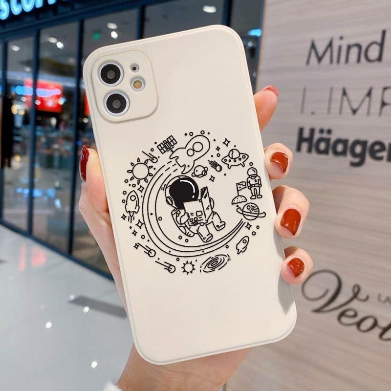 Cute Phone Cases For iPhone 13 11 1Pro Max Mini XR X XS 12 Pro Max 11 SE 2020 6 6S 7 8 Plus Space Astronaut Note (D) - Touchy Style .