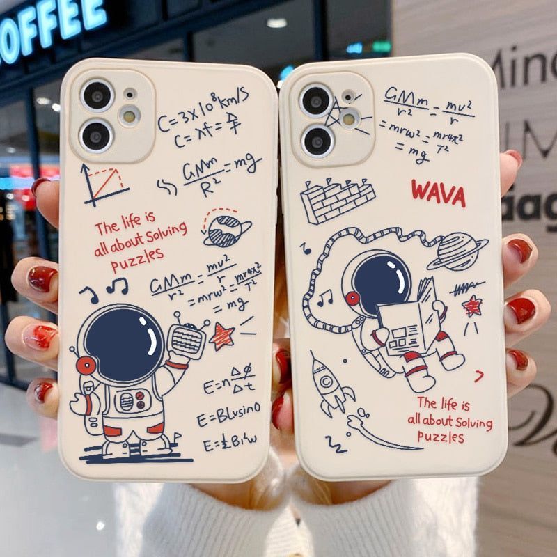 Cute Phone Cases For iPhone 13 11 1Pro Max Mini XR X XS 12 Pro Max 11 SE 2020 6 6S 7 8 Plus Space Astronaut Note (E) - Touchy Style .