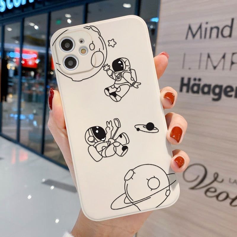 Cute Phone Cases For iPhone 13 11 1Pro Max Mini XR X XS 12 Pro Max 11 SE 2020 6 6S 7 8 Plus Space Astronaut Note (I) - Touchy Style .