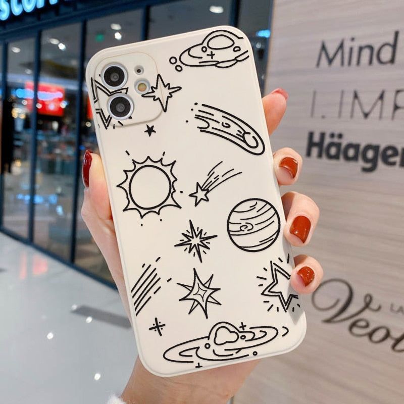 Cute Phone Cases For iPhone 13 11 1Pro Max Mini XR X XS 12 Pro Max 11 SE 2020 6 6S 7 8 Plus Space Stars - Touchy Style .