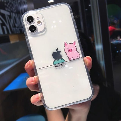Cute Phone Cases For iPhone 13 11 Pro Max X XS XR 12 Mini Pro Max 7 8 Plus Clear Transparent Cartoon (B) - Touchy Style .