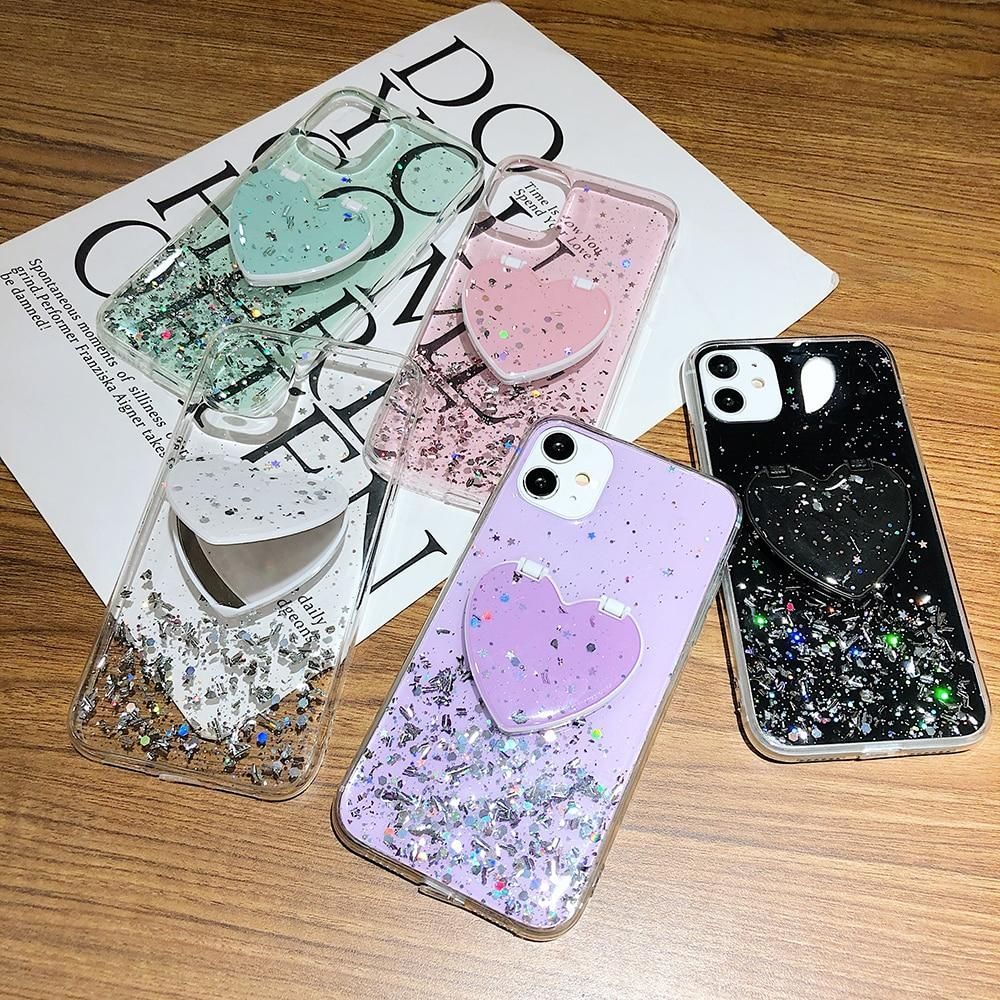 Cute Phone Cases For iPhone 13 12 11 Pro Max XR X XS Max 7 8 Plus Make-up Mirror Heart Pattern - Touchy Style .
