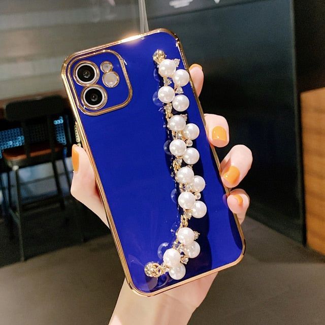 Cute Phone Cases For iPhone 13 12 12Pro Max 11 11Pro Max X XR Xs max 7 8Plus SE2020 Pearl Bracelet Pattern - Touchy Style .