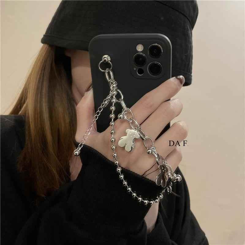 Cute Phone Cases For iPhone 14 13 11 12 Pro Max X XR XS Max 7 8 Plus Luxury Butterfly Chain Bumper Silicone Black Back Cover - Touchy Style .