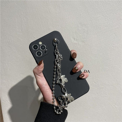 Cute Phone Cases For iPhone 14 13 11 12 Pro Max X XR XS Max 7 8 Plus Luxury Butterfly Chain Bumper Silicone Black Back Cover - Touchy Style .