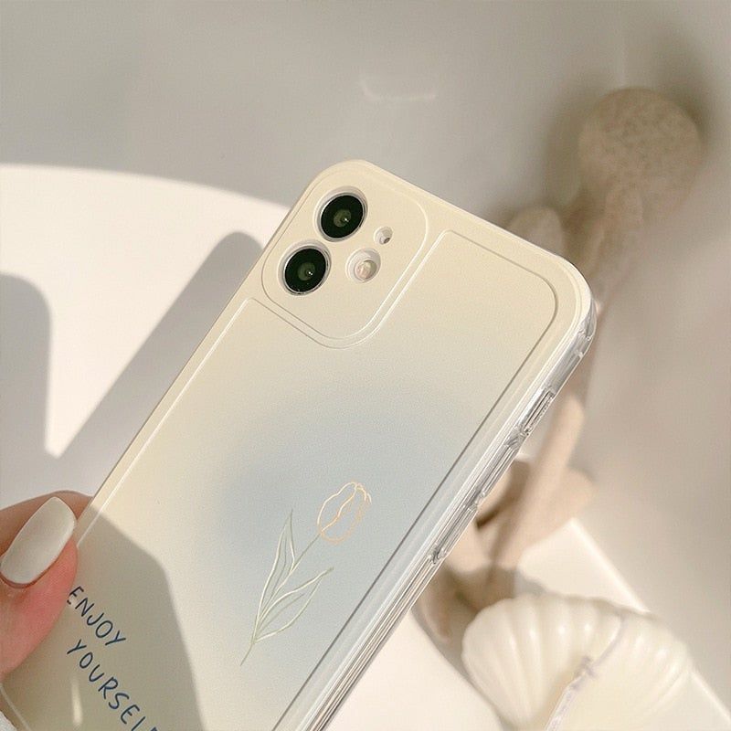 Cute Phone Cases For iPhone 14 13 11 12 Pro Max Xr Xs Max 7 8 Plus 7Plus Sweet Single Rose - Touchy Style .