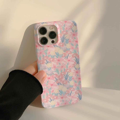 Cute Pink Flowers Garden Hard Phone Case Cover for iPhone 14, 13, 12, 11 Pro Max, Xr, Xs, 7, 8, and 14 Plus - Touchy Style