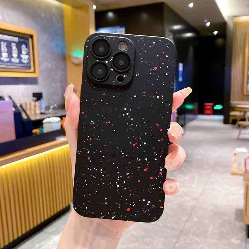 Cute Solid Color Ink Dot Phone Case Cover for iPhone 11, 12, 13, 14 Pro Max, and 14 Plus - Touchy Style .