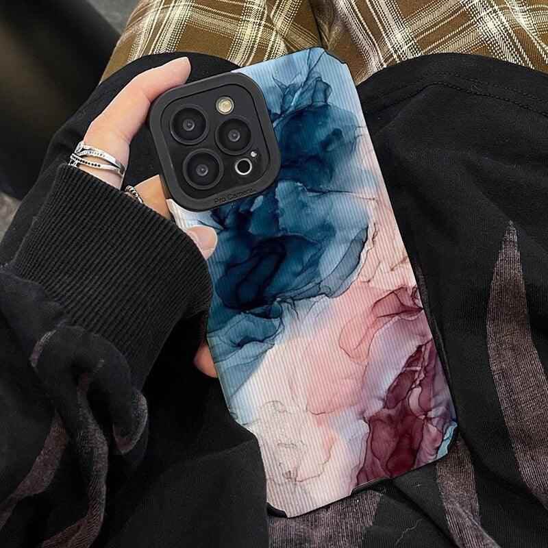 Cute Watercolor Marble Art Phone Case for iPhone 11, 12, 13, 14 Pro Max, Mini, 14 Plus, X, XR, XS Max, 7, 8 Plus – Protective Cover - Touchy Style .