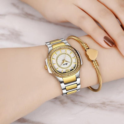 Diamond Quartz Stainless Steel Simple Watches For Women&