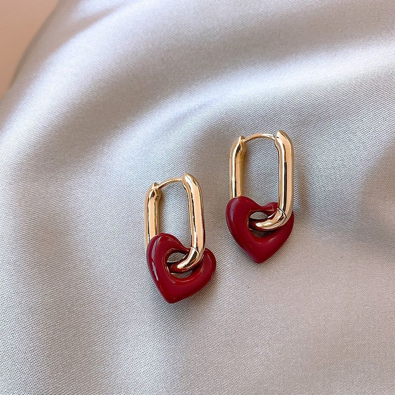 Drop Earrings Charm Jewelry ECJTXY51 French Red Heart Accessories - Touchy Style .