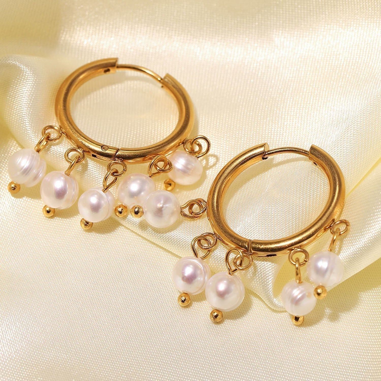 Drop Earrings Charm Jewelry Small Circle Pearl TYS0149 - Touchy Style .