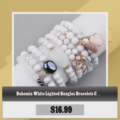 Bohemia White Lighted Bangles Bracelets Charm Jewelry BC250 by@Vidoo
