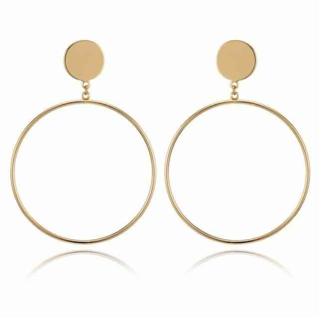 Earring Charm Jewelry 2021 Big Circle Round Hoop Earrings Statement Golden Punk Charm - Touchy Style .