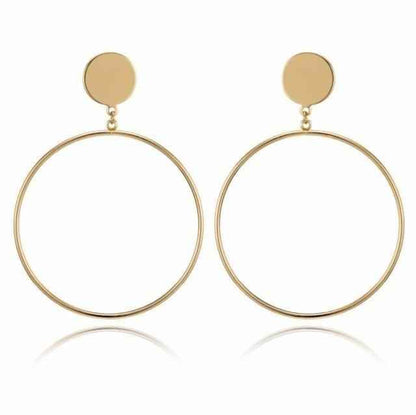 Earring Charm Jewelry 2021 Big Circle Round Hoop Earrings Statement Golden Punk Charm - Touchy Style