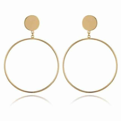 Earring Charm Jewelry 2021 Big Circle Round Hoop Earrings Statement Golden Punk Charm - Touchy Style .