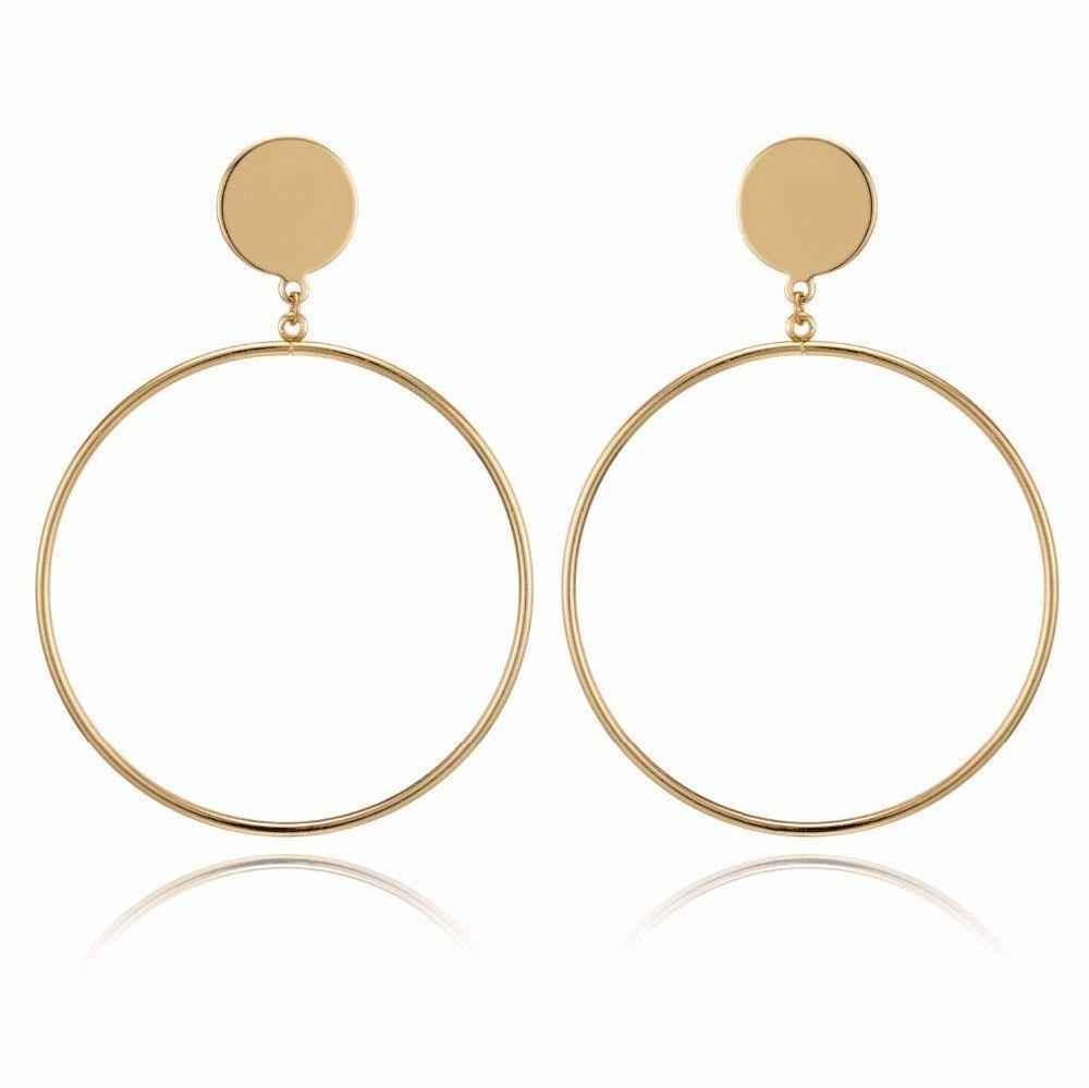 Earring Charm Jewelry 2021 Big Circle Round Hoop Earrings Statement Golden Punk Charm - Touchy Style