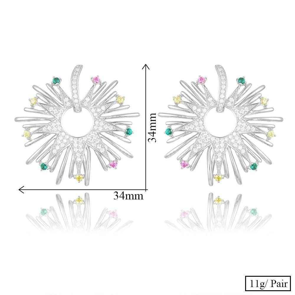 Earring Charm Jewelry 2021 Fireworks Flower Full Micro Paved Crystal Zircon Drop Earring Fashion - Touchy Style