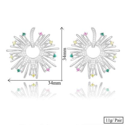Earring Charm Jewelry 2021 Fireworks Flower Full Micro Paved Crystal Zircon Drop Earring Fashion - Touchy Style