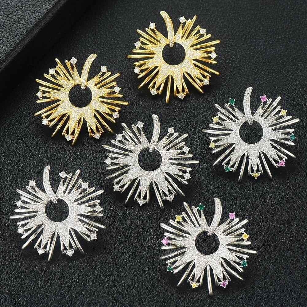 Earring Charm Jewelry 2021 Fireworks Flower Full Micro Paved Crystal Zircon Drop Earring Fashion - Touchy Style