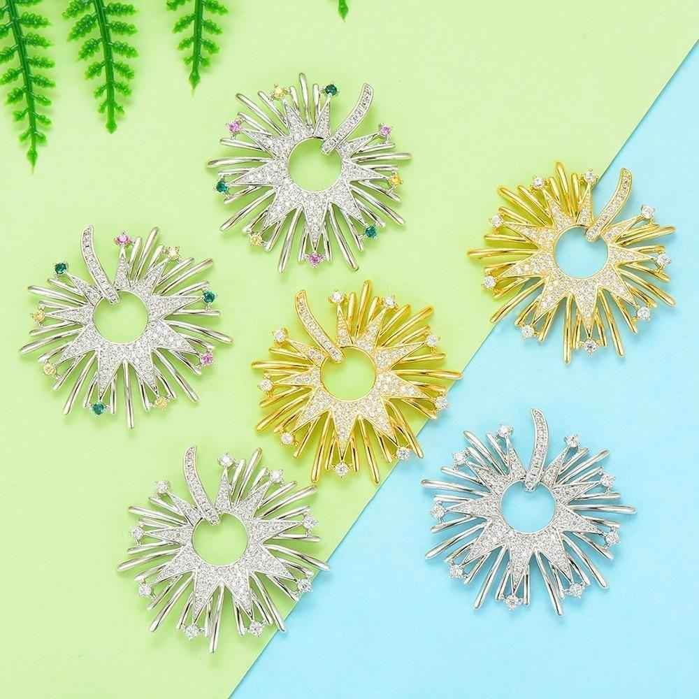 Earring Charm Jewelry 2021 Fireworks Flower Full Micro Paved Crystal Zircon Drop Earring Fashion - Touchy Style