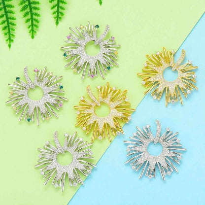 Earring Charm Jewelry 2021 Fireworks Flower Full Micro Paved Crystal Zircon Drop Earring Fashion - Touchy Style