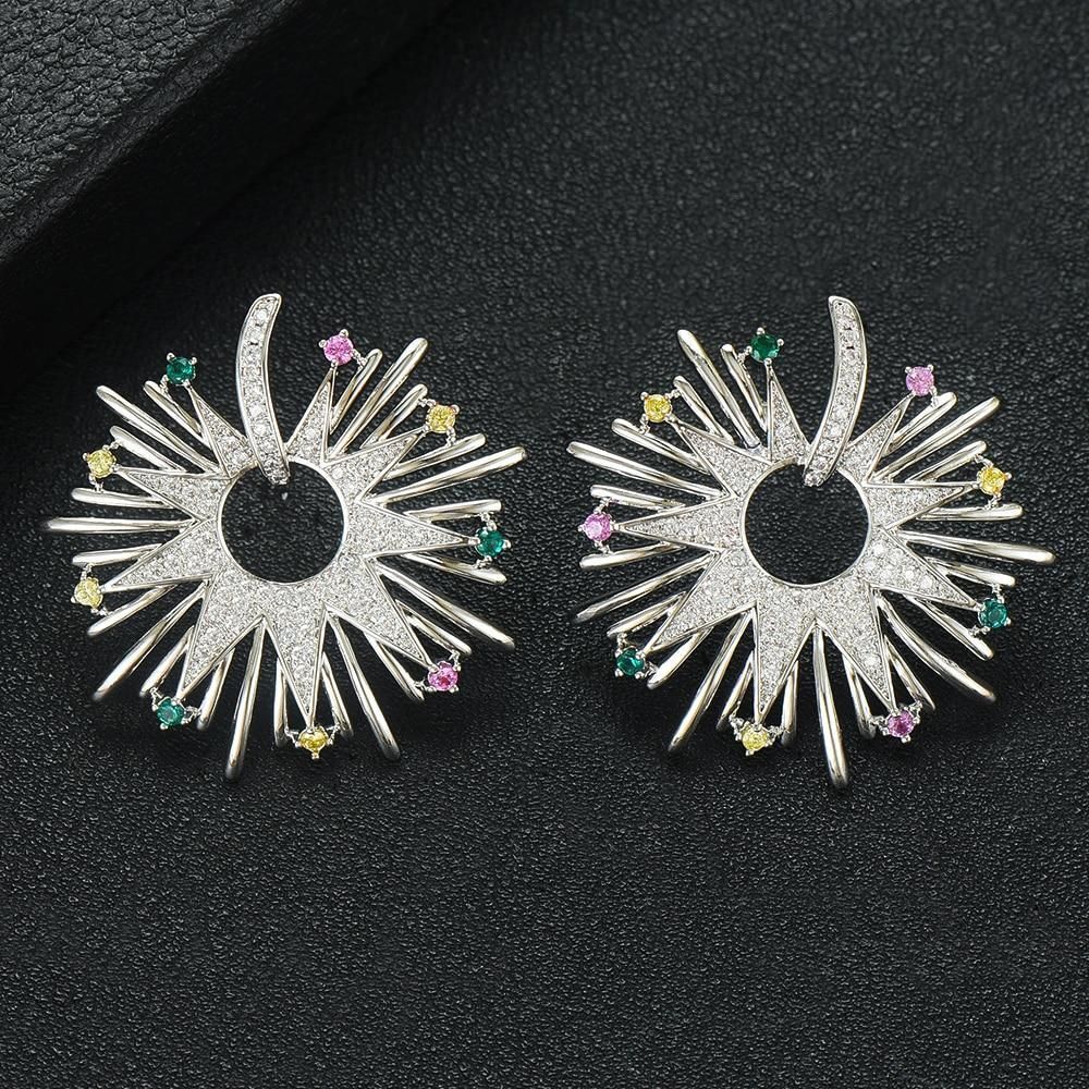 Earring Charm Jewelry 2021 Fireworks Flower Full Micro Paved Crystal Zircon Drop Earring Fashion - Touchy Style .