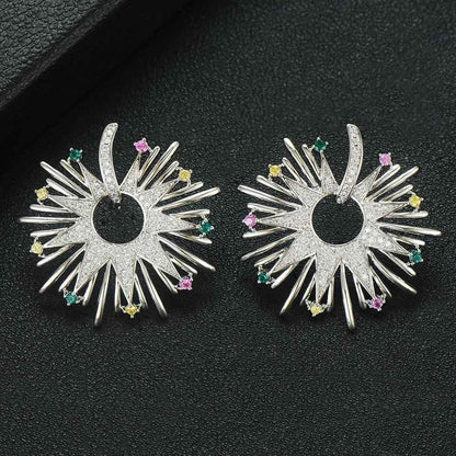Earring Charm Jewelry 2021 Fireworks Flower Full Micro Paved Crystal Zircon Drop Earring Fashion - Touchy Style