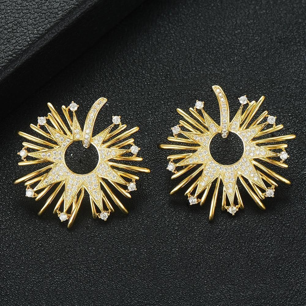 Earring Charm Jewelry 2021 Fireworks Flower Full Micro Paved Crystal Zircon Drop Earring Fashion - Touchy Style .