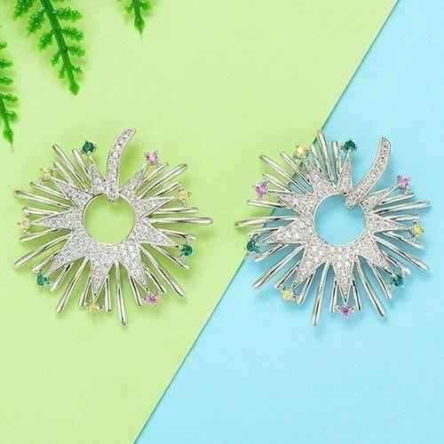 Earring Charm Jewelry 2021 Fireworks Flower Full Micro Paved Crystal Zircon Drop Earring Fashion - Touchy Style