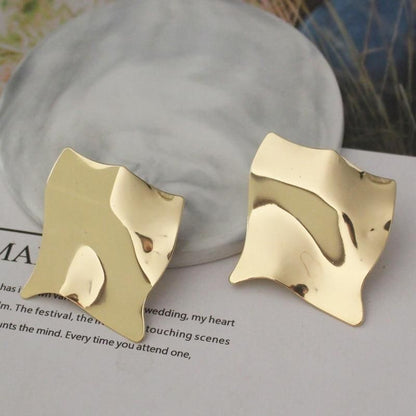 Earring Charm Jewelry Big Square Punk Folded Stud Earrings OOS0329 - Touchy Style .