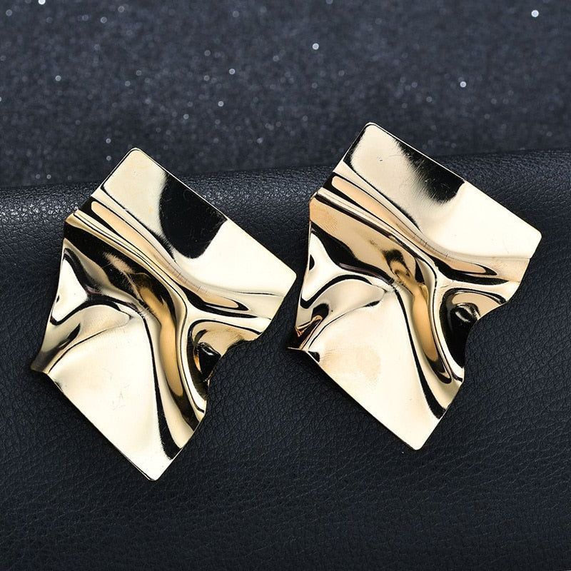 Earring Charm Jewelry Big Square Punk Folded Stud Earrings OOS0329 - Touchy Style .