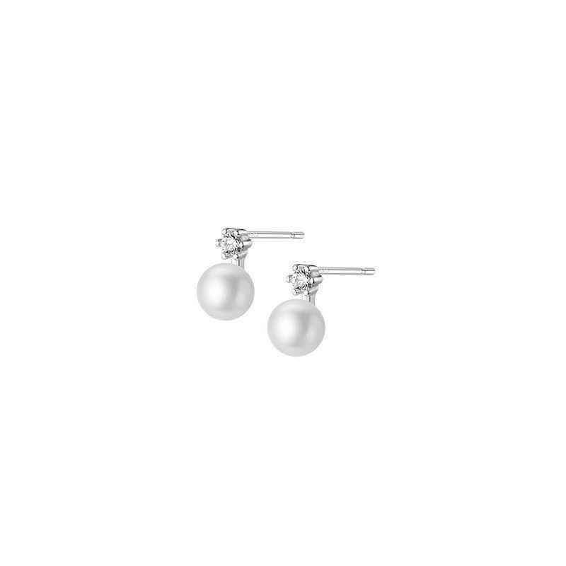 Earring Charm Jewelry Genuine 925 Sterling Silver Geometric Zircon Pearl Mini Small Stud Korean Style 2021 - Touchy Style