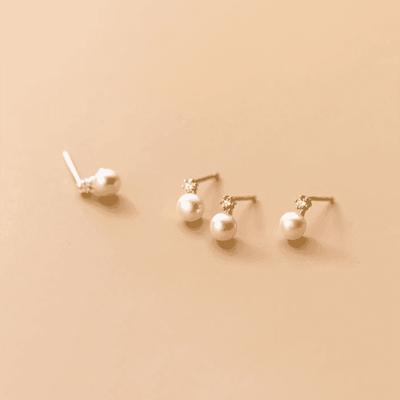 Earring Charm Jewelry Genuine 925 Sterling Silver Geometric Zircon Pearl Mini Small Stud Korean Style 2021 - Touchy Style
