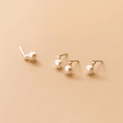 Earring Charm Jewelry Genuine 925 Sterling Silver Geometric Zircon Pearl Mini Small Stud Korean Style 2021 - Touchy Style