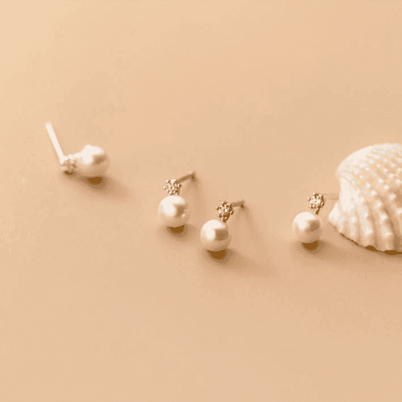 Earring Charm Jewelry Genuine 925 Sterling Silver Geometric Zircon Pearl Mini Small Stud Korean Style 2021 - Touchy Style