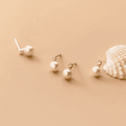 Earring Charm Jewelry Genuine 925 Sterling Silver Geometric Zircon Pearl Mini Small Stud Korean Style 2021 - Touchy Style