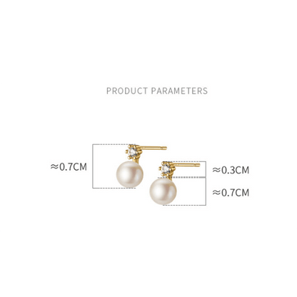 Earring Charm Jewelry Genuine 925 Sterling Silver Geometric Zircon Pearl Mini Small Stud Korean Style 2021 - Touchy Style .