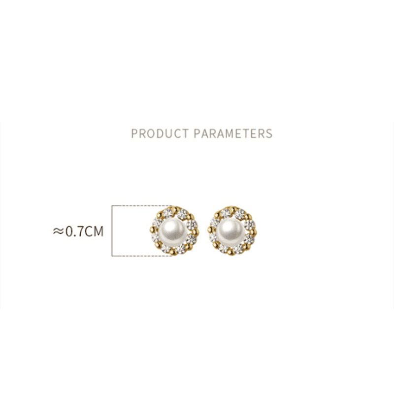 Earring Charm Jewelry Real 925 Sterling Silver Zircon Round Pearl Korean Chic Fashion Trendy 2021 - Touchy Style
