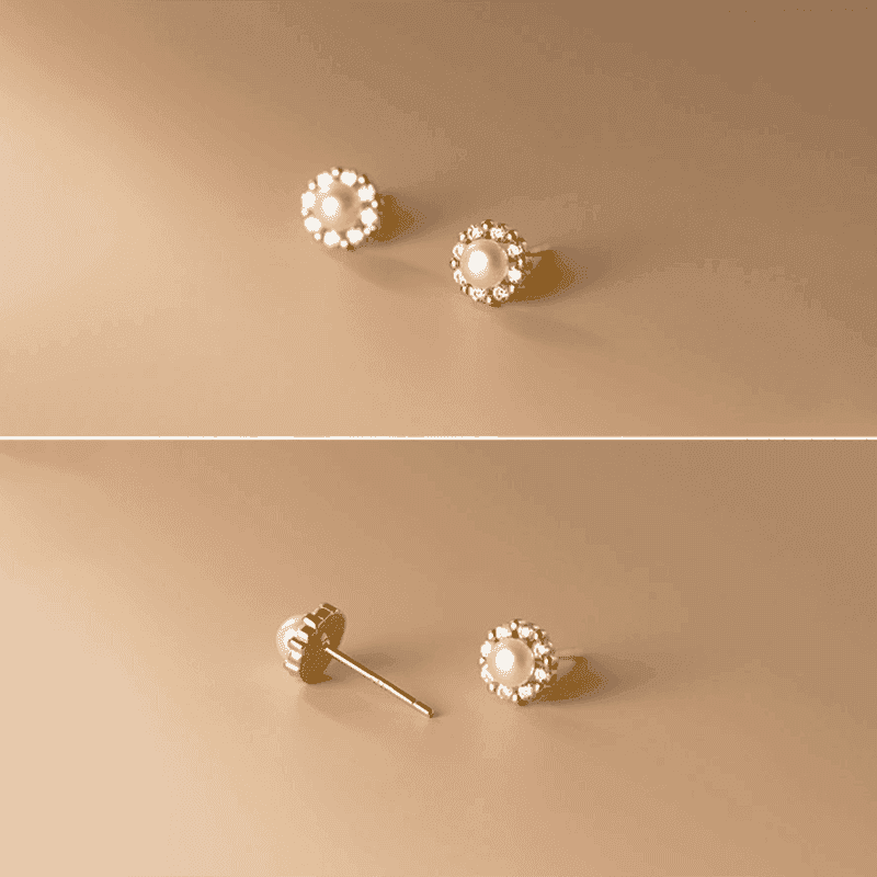 Earring Charm Jewelry Real 925 Sterling Silver Zircon Round Pearl Korean Chic Fashion Trendy 2021 - Touchy Style