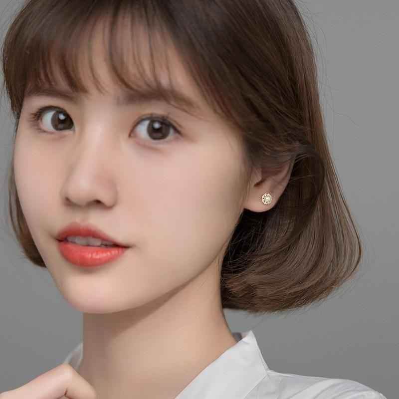 Earring Charm Jewelry Real 925 Sterling Silver Zircon Round Pearl Korean Chic Fashion Trendy 2021 - Touchy Style