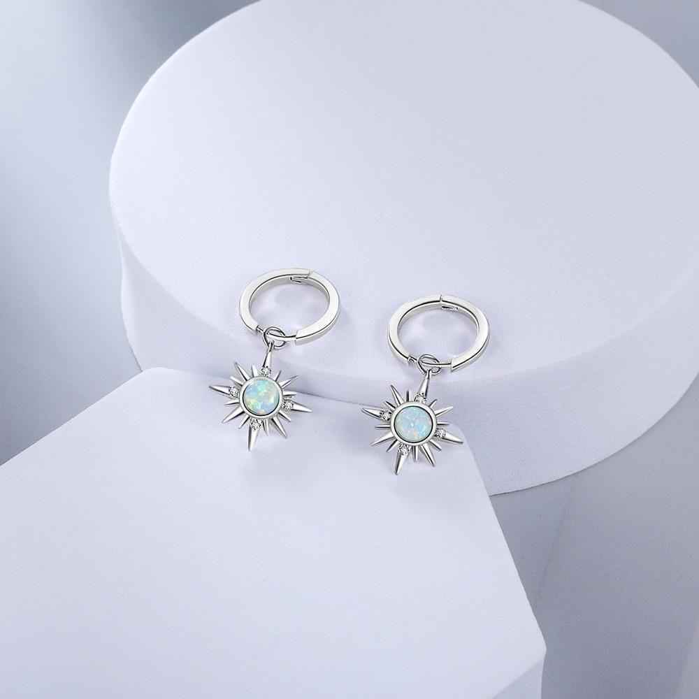 Earring Charm Jewelry Silver Color Sun Hoop Opal Clear CZ 2021 - Touchy Style