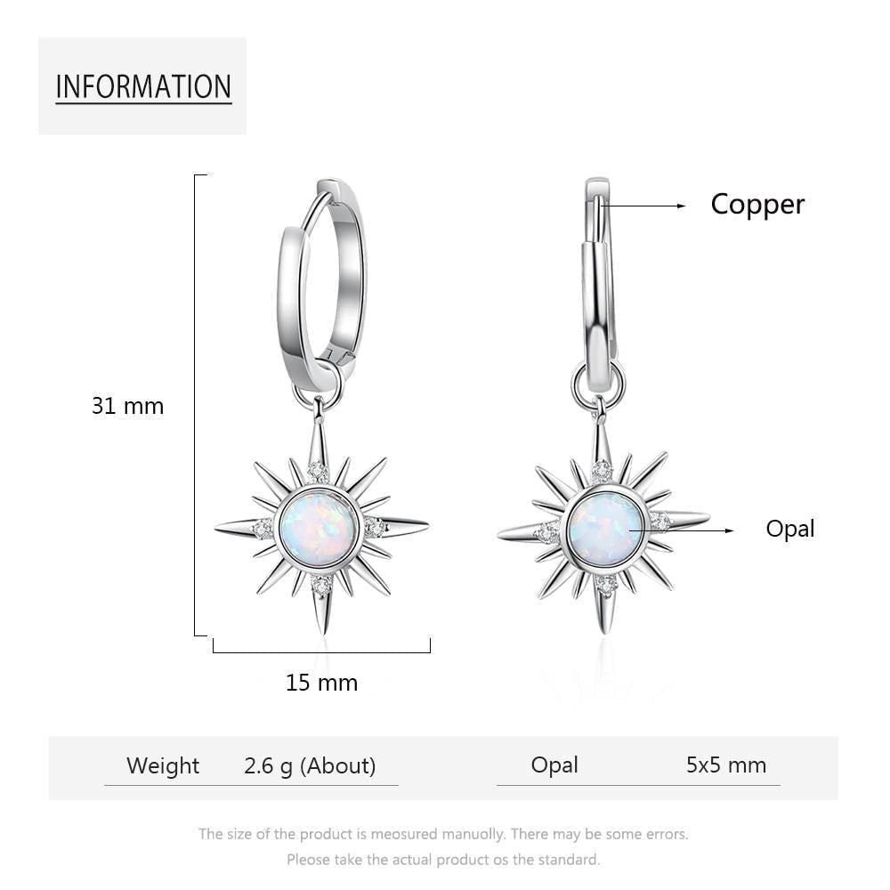 Earring Charm Jewelry Silver Color Sun Hoop Opal Clear CZ 2021 - Touchy Style .