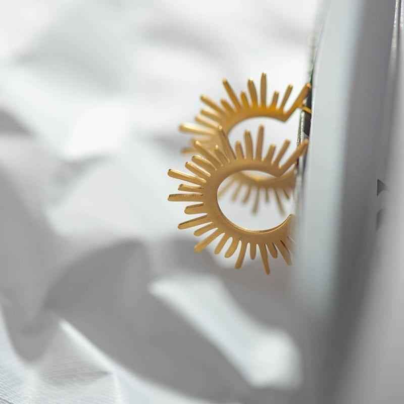 Earring Charm Jewelry Stainless Steel Metal Geometric Gold Color 18 K Texture YOS1113 - Touchy Style