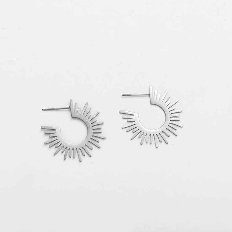 Earring Charm Jewelry Stainless Steel Metal Geometric Gold Color 18 K Texture YOS1113 - Touchy Style