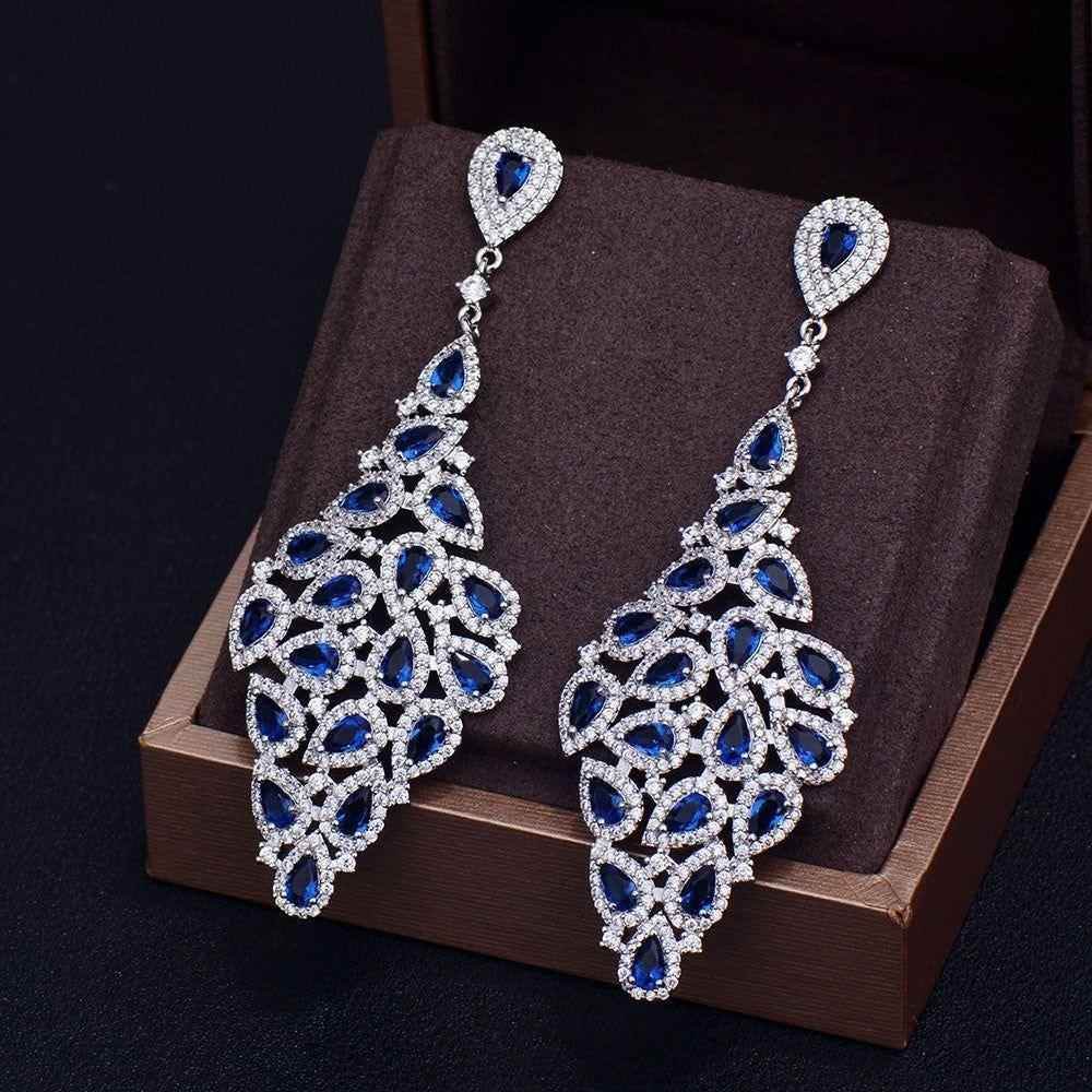 Earrings Charm Jewelry Big Long Austrian Crystal G477 - Touchy Style